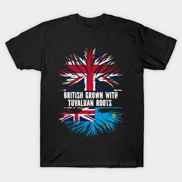 British Grown with Tuvaluan Roots UK Flag England Britain Union Jack T-Shirt by silvercoin